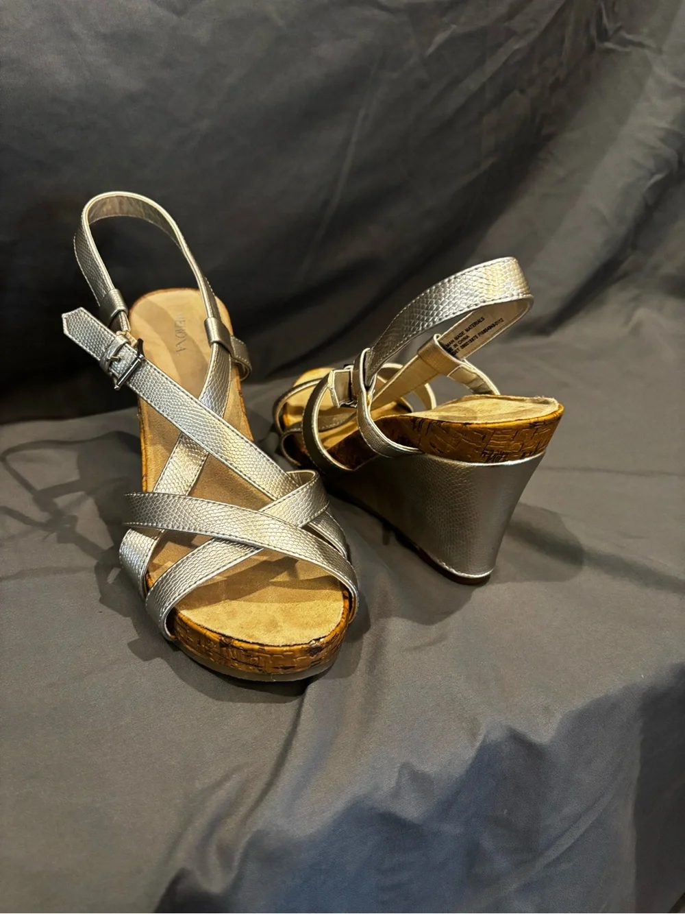 Merona Silver Metallic Crisscross Wedge Sandals